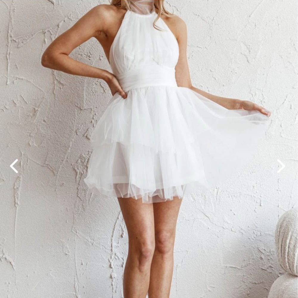 Elegant White Halter Dress